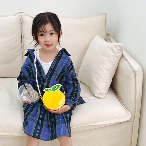 Little Girls Purse, Cute Peach Crossbody Handbag with with Pearl Strap, Kids Small Coin Purse Pouch Birthday Gifts in Saudi Arabia