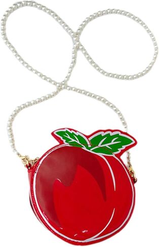Little Girls Purse, Cute Peach Crossbody Handbag with with Pearl Strap, Kids Small Coin Purse Pouch Birthday Gifts in Saudi Arabia