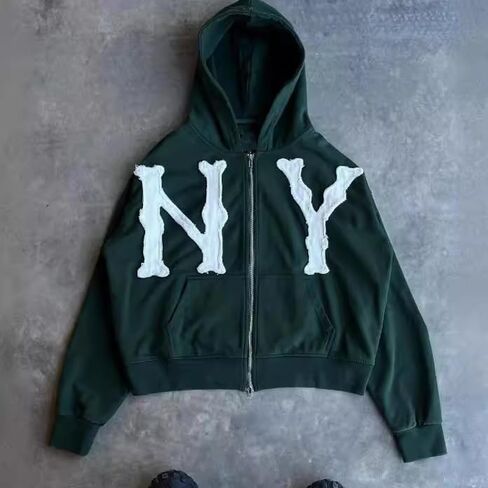 Y2k Hoodie Men Zip Up Graphic Hoodies Y2k Jacket Letter Embroidered Hoodie Hip Hop Streetwear Aesthetic Sweatshirts in Saudi Arabia