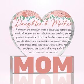 Mom Gifts from Daughters Son Mothers Day Decorations Step Bonus Mom Gifts Grandma Aunt Acrylic Sign Home Farmhouse Decor for Desk Bookshelf