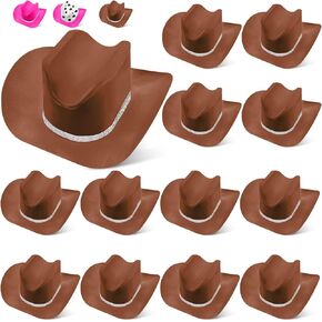 14 Sets Mini Cowboy Hat Brim Cutouts Potato Chip Cardboard Hat Cowboy Cowgirl Themed Parties Turn Your Snack into Western Wear for Crafts DIY Gifts(Rose Red)