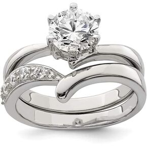 Solid 925 Sterling Silver Engagement 2 PC. مجموعة عصابة الزفاف الزراعية الزراعة تشيكوسلوفاكيا