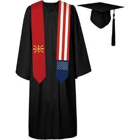 سرق 72 بوصة من العلم مقدونيا وعلم الولايات المتحدة الأمريكية SASH للجنسين تخرج التخرج من SCARF SCARF الدولية لعام 2024 (لا تشمل ثوب البكالوريا والقبعة)