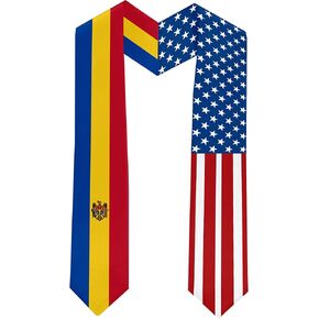 2025 سرق التخرج من Moldova و USA Flag التخرج للطلاب الدولي (ثوب البكالوريا والقبعة غير المدرجة)