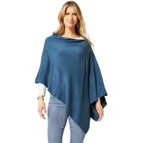 Coco + Carmen Womens Ponchos للنساء - شال نسائي خفيف الوزن في Stonewash ، سترة المعطف الأمامية المفتوحة للنساء ، سترة متعددة الاستخدامات Cape Poncho