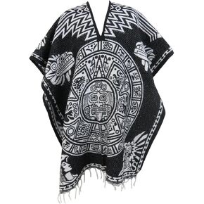 Mexican Poncho Aztec for Men & Women | Reversible Cobija Blanket for Fiesta, Outdoor, Hiking, & Camping in Kuwait