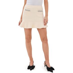 Women's Cream Soft Knit Mini Skirt