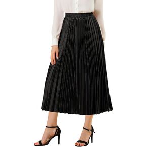 Allegra k Women's Lime's Midi Skirt مرنة الخصر الحزب المعدني الحزب الأكورديون in Kuwait