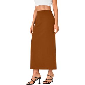LYANER Women's Casual High Waist Slit Split Back Work Pencil Maxi Skirt