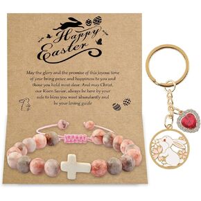 Cross Easter Braclets Basket Gifts, First Communion Baptism Confirmation Christian Easter Basket Gifts for Gir Daughter Granddaughter