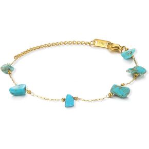 Turquoise/Tiger Eye/Crystal Stone Bracelet 14K Gold Plated Handmade Cute Dainty Chain Bracelet for Women