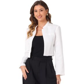 Allegra K Satin Blazer for Women's Elegant Business Casual Open Front Cropped Jacket