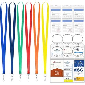 12 في 1 علامات الأمتعة و Cruise Lanyard لبطاقات السفن ، حبل السفن الملونة مع حاملي شارة مقاومة للماء