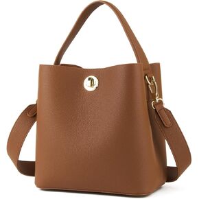 Genuine Leather Bucket Tote Bag for Women, Small Crossbody Bag and Trendy Shoulder Bag with Adustable Strap
