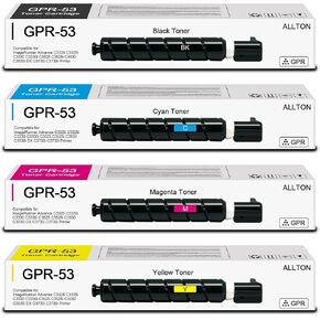 استبدال خرطوشة الحبر GPR53 GPR-53 لطابعة Canon ImageRunner Advance C3325 C3325i C3330 C3330 C3525 C3525i C3530 C3530i DX C3730i DX C3730i (4 عبوات، أسود/سماوي/أرجواني/أصفر)