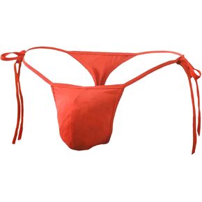 AGJGFM Mens Sexy ice Silk Bikini Tie Side G String T Back Thongs Briefs Adjustable Underwears