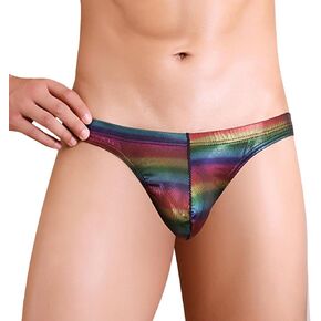 Mens Rainbow Boxer Briefs Sexy Thongs Underwear Striped Panties