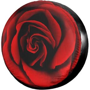 KiuLoam Vibrant Red Rose Flower Spare Tire Cover Polyester Universal Sunscreen Waterproof Wheel Covers for Trailer RV SUV Truck and Many Vehicles (17" for Diameter 31"-33")