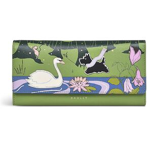 Radley London in the Woods Women's Leather Wallet - محفظة خضراء كبيرة من الرفاز ، 19 فتحات البطاقات ، مقصورات تنظيمية