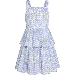 GRACE KARIN Girls Summer Floral Dress Sleeveless Double Layer Hem Sundress Holiday Casual Dress 6-12Y