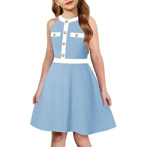 Hosika Girls Summer Halter Neckless Writer Button الأنيقة الأمامية