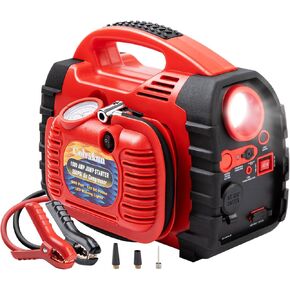 قفز مع ضاغط الهواء ، 260psi 1000a بطارية البطارية حزمة بطارية القفز (6.0 غاز/6.0 لتر ديزل) ، مربع قفزة محمولة بطولة 12 فولت مع إطارات