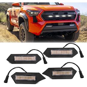 مصابيح مصبغة Amber LED لـ Tacoma TRD Sport 2024 2025 ، 4 مساءً طقم مصباح الشواء الأمامي مع تسخير الأسلاك والفتيل