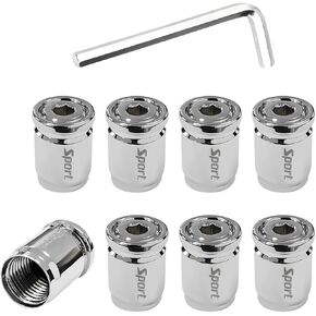 8 PCS Locking Car Tire Valve Stems Caps, Dustproof Auto Tire Valve Stem Cover with Rubber Seal, Anti-Theft Tyre Air Stems Cover for Cars, SUVs, Bicycles, Car Accessories (Black)
