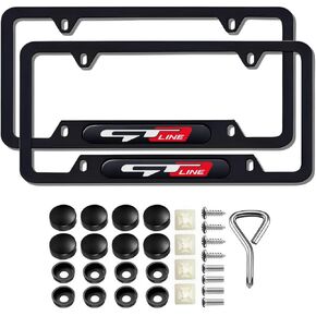 2 Pcs Black License Plate Frames License Plate Covers Compatible with Elantra i20 i30 Tucson Kona Sonata Kona venueN line Metal Aluminum Material Screw caps Cover Set in Kuwait