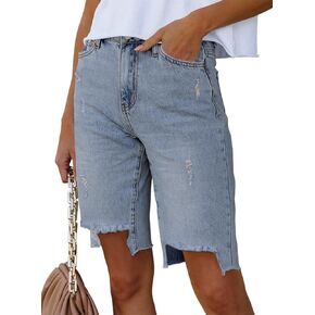 Dokotoo Women's Shorts Cotton Long Hiking Cargo Shorts for Women Bermuda 2024 Summer High Waisted Shorts Casual Golf Shorts