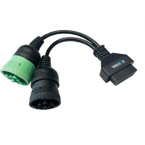6 Pin J1708 9 Pin J1939 to 16 Pin OBD2 OBD II Adapter Cable Plug Converter for Commercial Vehicles and Heavy Duty Trucks