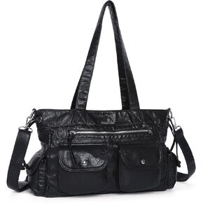 Angel Kiss Handbags for Women Soft Vegan Leather Purses Multiple Pockets Shoulder Bags Ladies Roomy Zippers Tote Bag