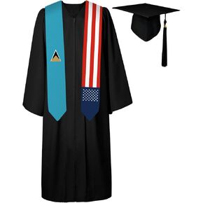72 بوصة سانت لوسيا العلم و USA Flag Termuation Sash للجنسين تخرج التخرج سرق Scarf الدولية لعام 2025 (لا تشمل ثوب البكالوريا والقبعة)