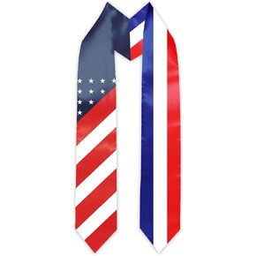 سرق التخرج من France Flag و USA Country التخرج هدية تخرج Sash Darf للطلاب الدوليين في الخارج للجنسين