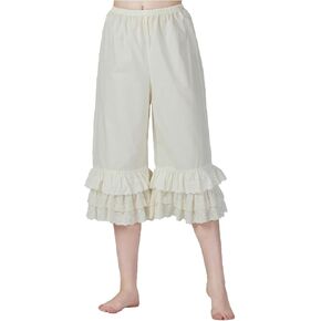BEAUTELICATE Vintage Cotton Shorts Pettipants Culotte Slip Cropped Sleepwear Pants with Lace Edge
