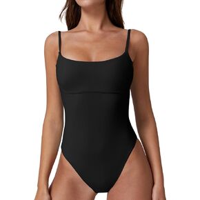 QINSEN Womens Seamed Cup Spaghetti Straps One Piece Bathing Suits Tummy Control Cheeky Swimsuit in Saudi Arabia