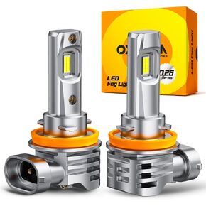 OXILAM H11 LED Light Bulb, 400% Brightness, 6500K Cool White, 1:1 Size, Fanless Fog Light Halogen Replacement, IP68, Plug and Play, Pack of 2