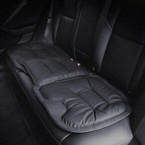 Front Seat Cushion for Driving Premium Nappa Leather Breathable Non Slip Bottom Pad Seat Cover Protector Comfort for Car, Truck, Office Chair, White, 1Pack