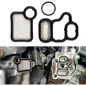 VVT VTEC Solenoid Gasket Valve Cover Set, Engine Valve Cover Gasket Set, 15845-RAA-A01 15815-RAA-A02 Spool Valve Filter Screen, Olenoid Valve Replacement Parts Fit for Honda Civic Accord CR-V