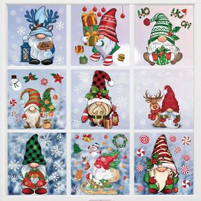 77 PCS CHERVERS GNOME WINDOND COLINGS ، ملصقات شارات عيد الميلاد المزدوجة القابلة لإعادة الاستخدام ، تربط نافذة عيد الميلاد لنظام التشغيل Windows Glass Xmas Holiday Home Decor (GNOME)