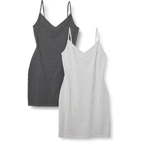 Amazon Essentials Women's Slim Fit Cotton Layering Slip Dress, Pack of 2