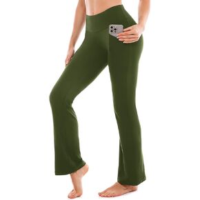 SINOPHANT Flare Leggings for Women with Pockets,High Waisted Tummy Control Bootcut Yoga Pants for Women Soft Bell Bottoms