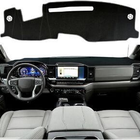 Dash Cover Mat for Chevy Silverado/GMC Sierra 1500 Accessories 2022-2025, UV Protection & Non-Slip Dashboard Decorative Interior for 2024 2025 Silverado/Sierra 2500HD 3500HD (Red Trim)