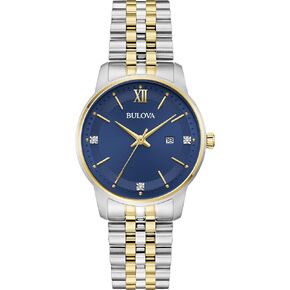 Bulova Ladies Classic 3-hand diamond Quartz two two tte tteld stael fethy ، style dial style: 98p233