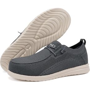 Men's Grey Steel Toe Loafers, Work Safety Shoes, Slip-On, Comfortable, Non-Slip, Breathable, Lightweight