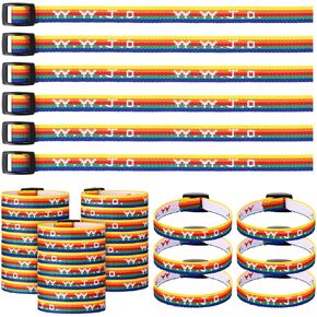 Ecally 50pcs WWJD Rainbow Woven Wristbands What Would Jesus Do Adjustable Wristbands Religious Christian Gifts for Sunday School Church Gift Inspirational Reminder Fundraisers