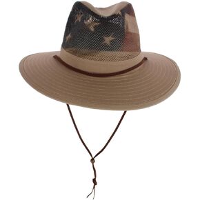Henschel Hats - Print Flag Print - Aussie Mesh Breezer - قبعة قابلة للتعبئة للرجال والنساء حماية الشمس (الكاكي ، المتوسطة)