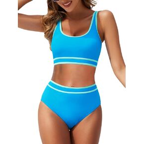 American Trends Womens Bikini Sets Two Piece Swimsuit for Women High Waisted Swim Suit 2025 Sporty Bathing Suit