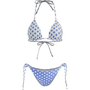 CIDER Swimsuit Bikinis for Women Halter Polka Dot Bikini Set Tie Side V Neck Low Waist Swimwear Bathing Suits