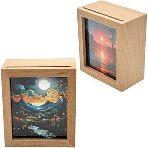 Pursuestar Edelweiss Wind Up Music Box, Solid Wood Mini Photo Frame Musical Box Picture Holder for Tabletop or Desktop Display, Gift for Christmas/Birthday/Valentine's Day/Mother's Day